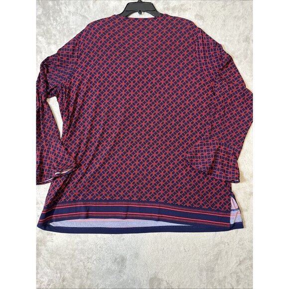 Michael Kors Plus Size 3X Lace Up V-Neck Tunic Blouse Geometric Print - Picture 11 of 11